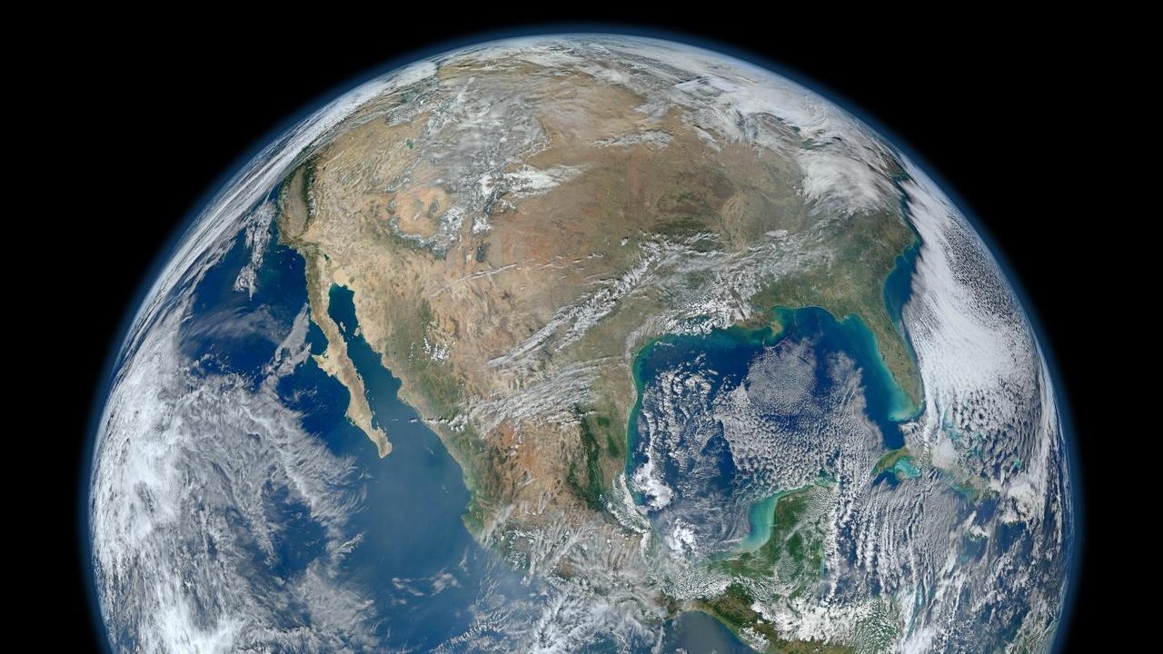 Earth from orbit showing the North American continent