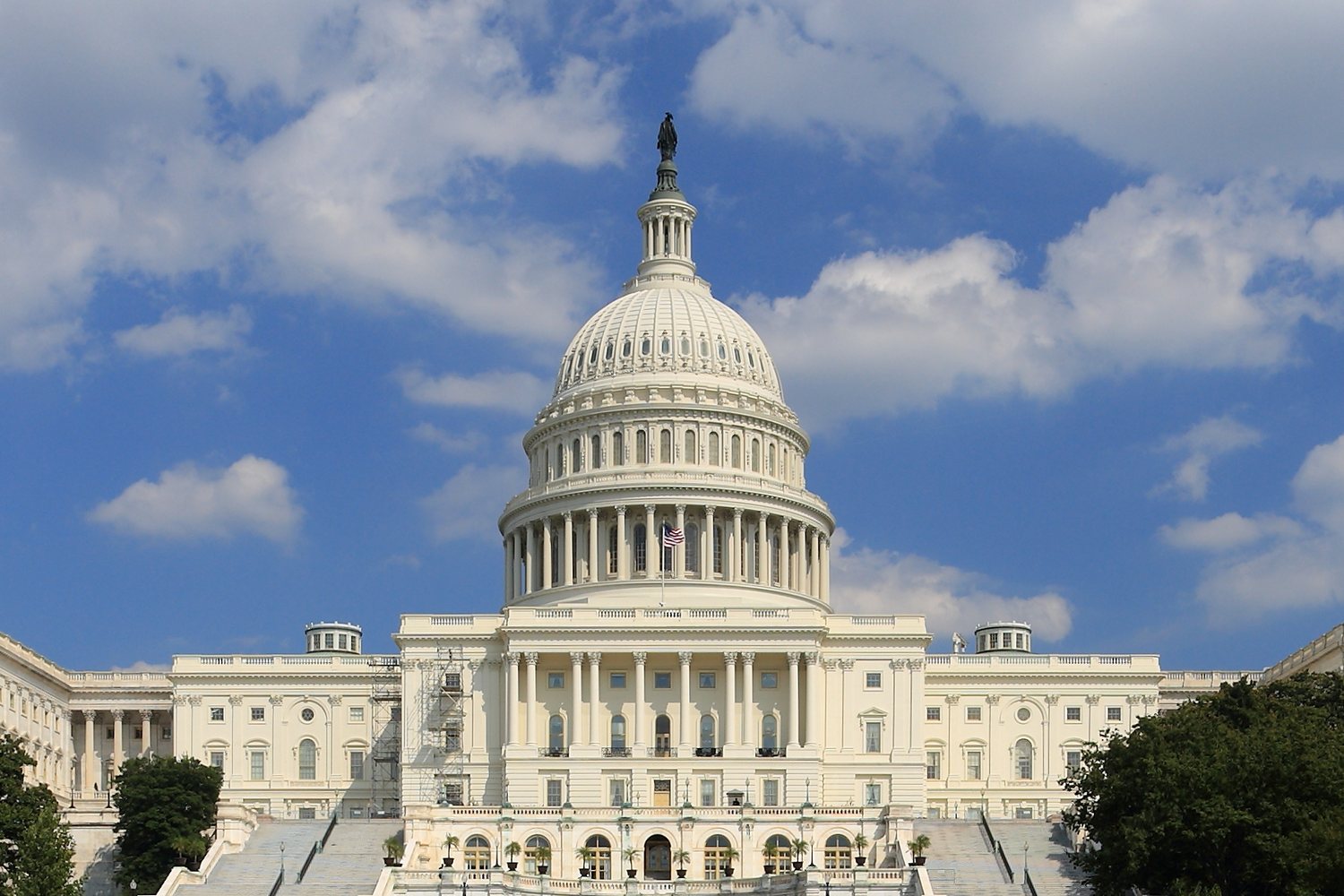 Close view of the dome of the United States Capitol