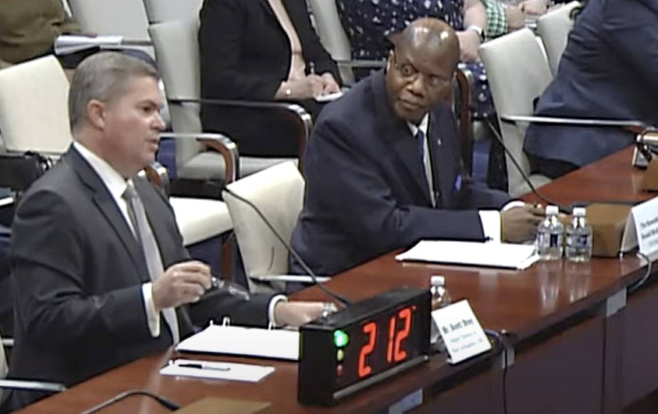 Scott Bray (deputy director of naval intelligence) and Ronald Moultrie (Defense Department’s under secretary for intelligence) testify to House Permanent Select