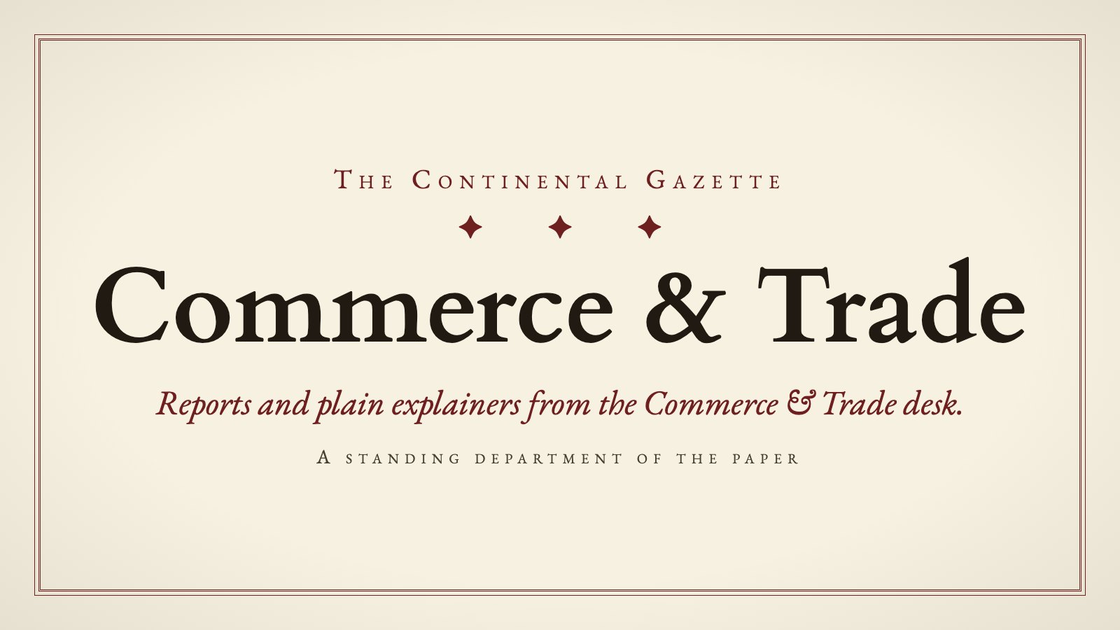 Engraved Commerce & Trade plate of The Continental Gazette