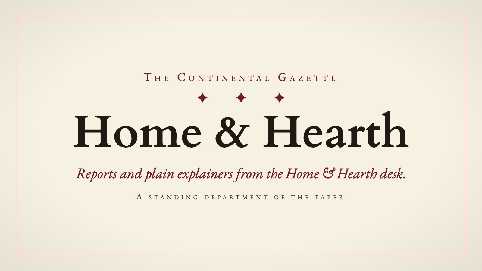 Engraved Home & Hearth plate of The Continental Gazette